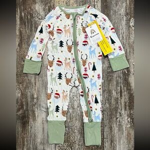 Santa and Friends Bamboo Baby Convertible Footie Pajamas